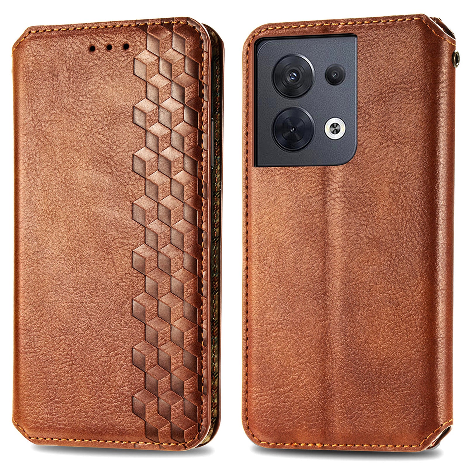 For Oppo Reno8 5G (Global Version) Imprinting Rhombus Flip Leather Phone Protective Case Stand Wallet Magnetic Auto-Absorbed Cover For Oppo Reno8 5G (Global Version) Imprinting Rhombus Flip Leather Phone Protective Case Stand Wallet Magnetic Auto-Absorbed Cover
